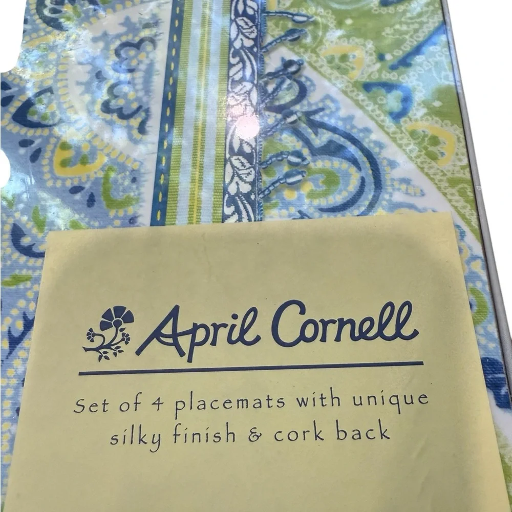April Cornell 4 Placemats Cork Backing 16X 11 Paisley PersuasionFrench Farm